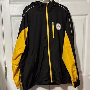 NFL Steelers Men's Black and Yellow Hooded Jacket Sz XL